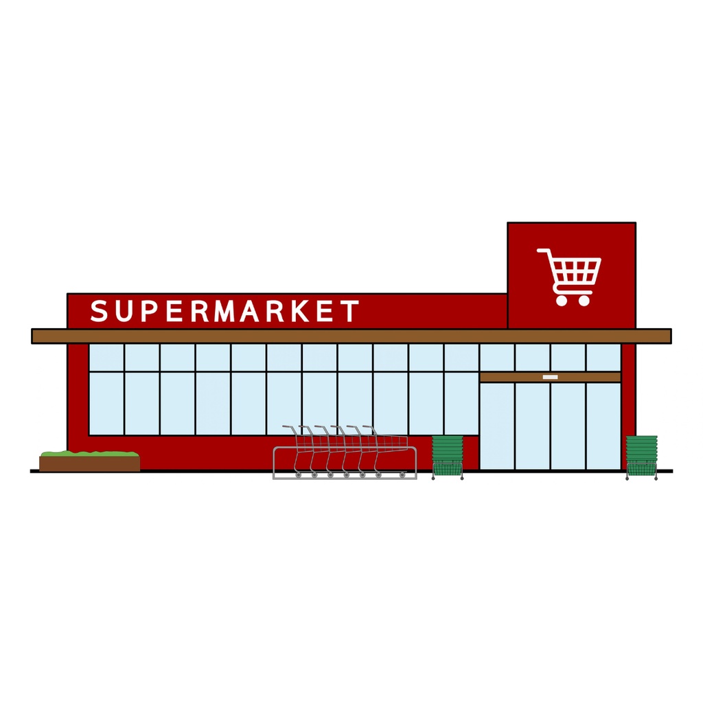 街のお店イラスト4種セット|コンビニ・スーパー・ドラッグストア・ホームセンター【AIデータ】