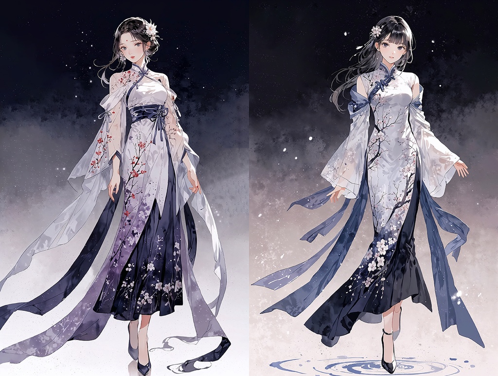 冬夜に咲く梅と少女──幻想的な衣装美