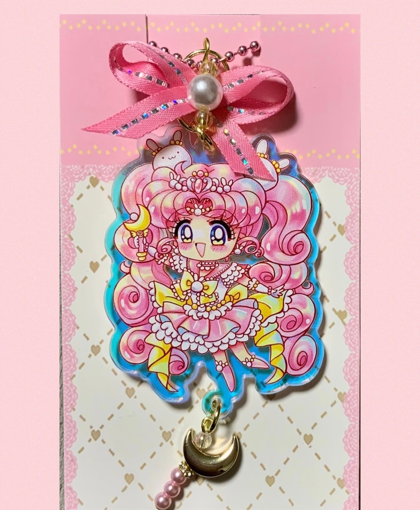 オーロラアクリルキーホルダー(こうさぎムーン)