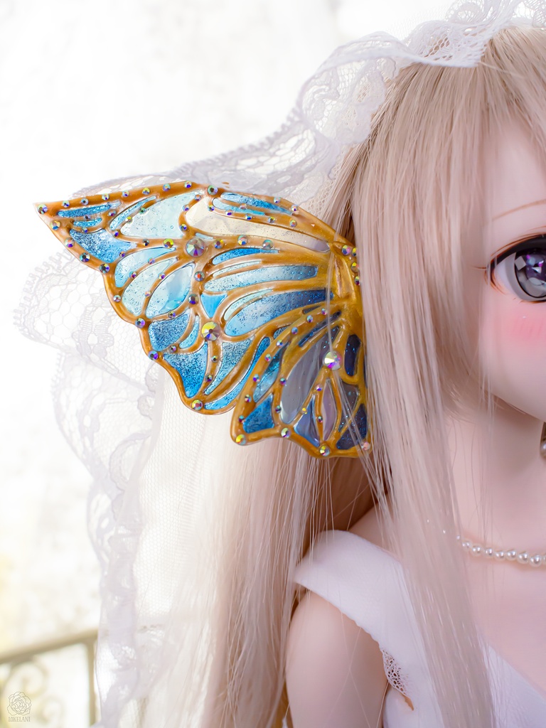 【受注品・販売終了】きれいな耳ひれアクセサリー(バタフライ・青)