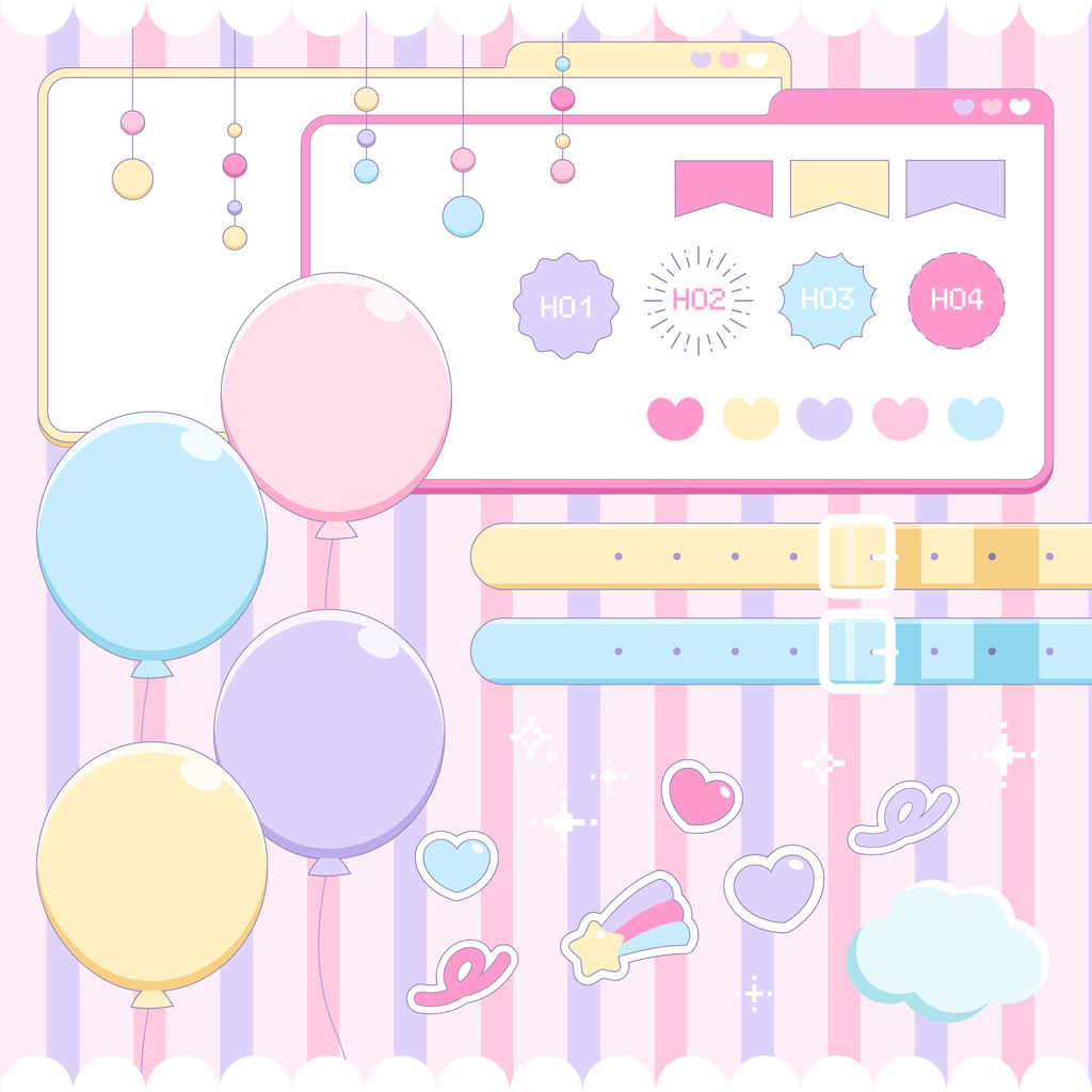 ゆめかわお部屋素材【全65点収録】