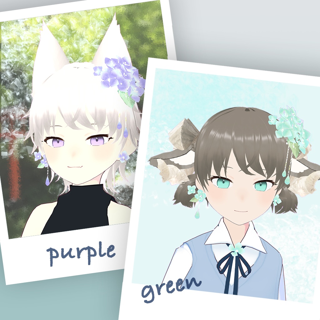 【VRoid】あめふり紫陽花アクセサリー