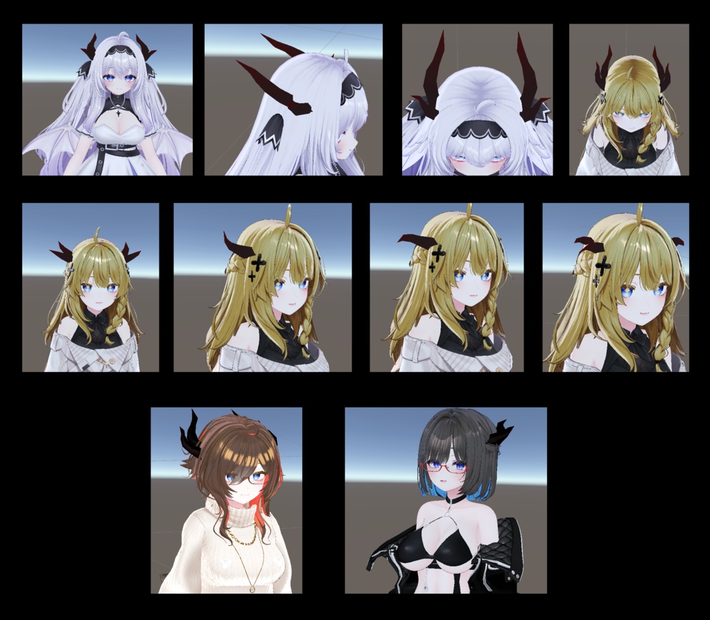 頭部横から後ろに流れるような角 Side_Horn