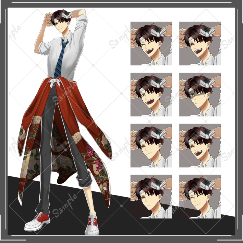 【無料版あり】立ち絵素材No.1 男子高校生 着物 鉢巻