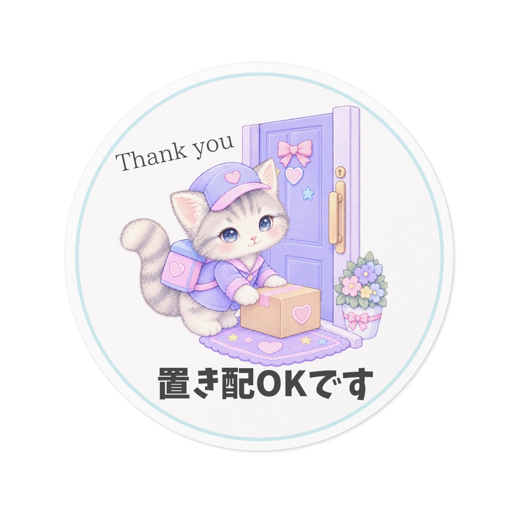 置き配OKステッカー・猫