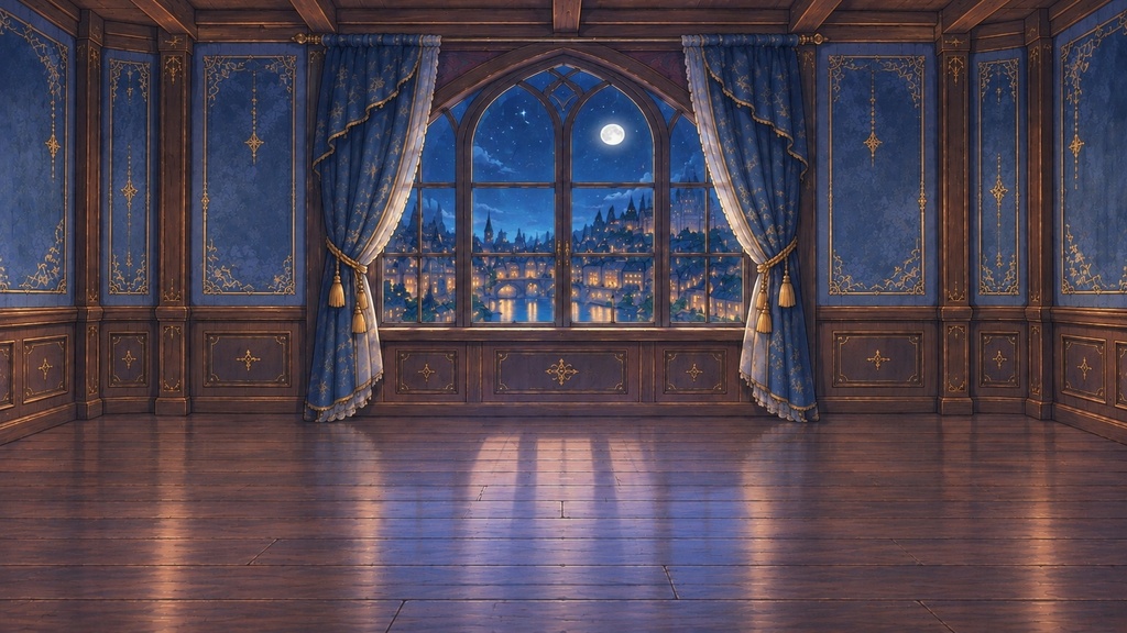 【無料】月夜の異世界邸宅の背景4色