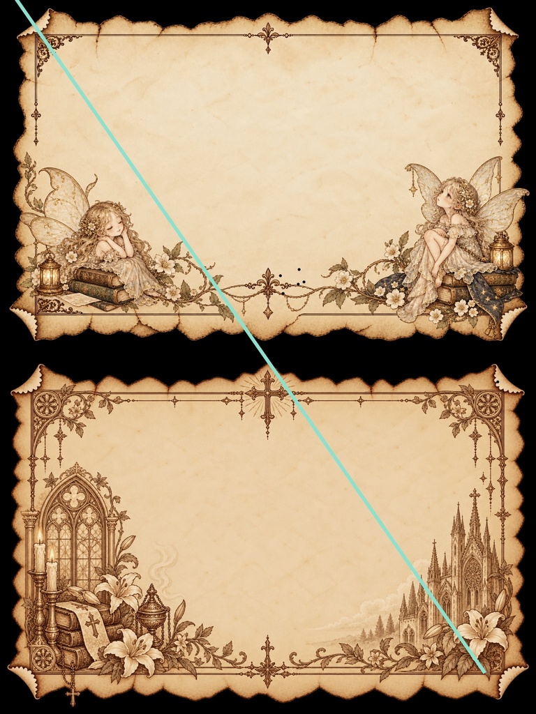 背景透過PNG|物語を綴るアンティーク羊皮紙10種|TRPG・創作・文字入れ素材