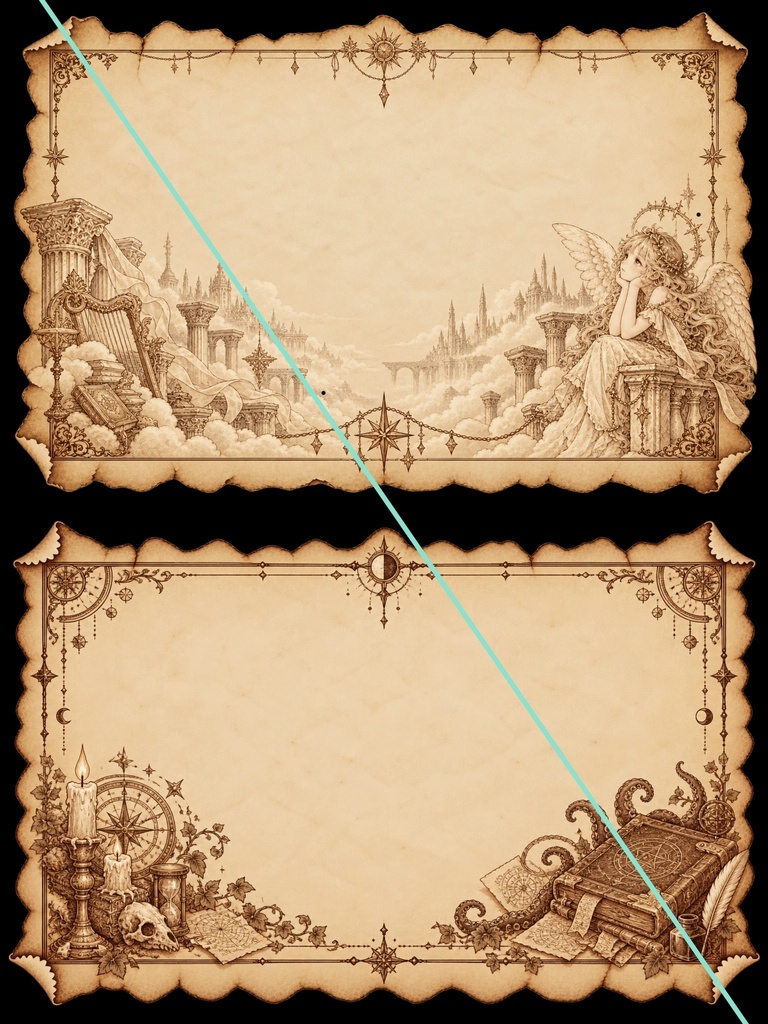 背景透過PNG|物語を綴るアンティーク羊皮紙10種|TRPG・創作・文字入れ素材
