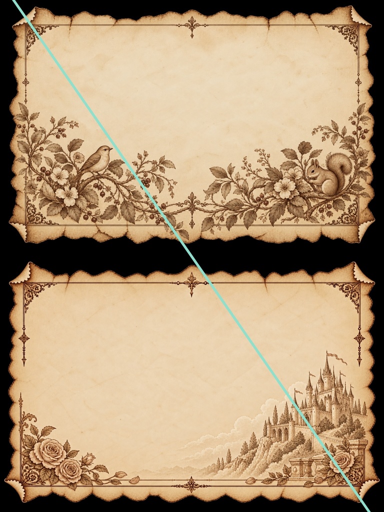 背景透過PNG|物語を綴るアンティーク羊皮紙10種|TRPG・創作・文字入れ素材