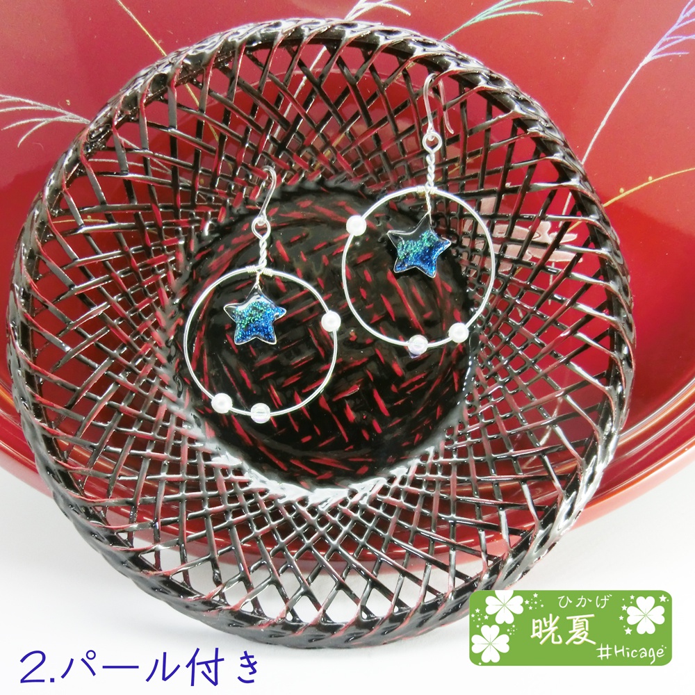 漆黒の闇夜を照らす 天の川イメージのピアス