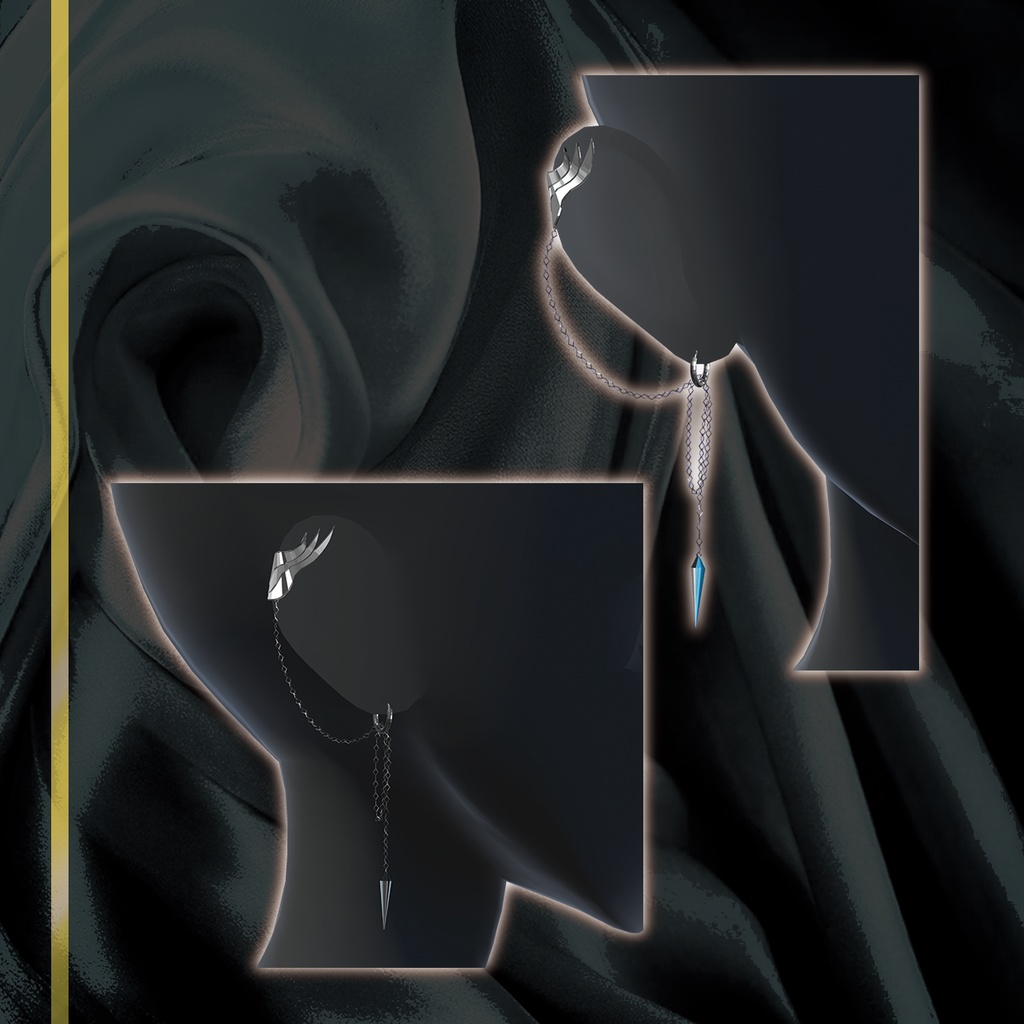 【VRChat想定】Chained Wing Earring