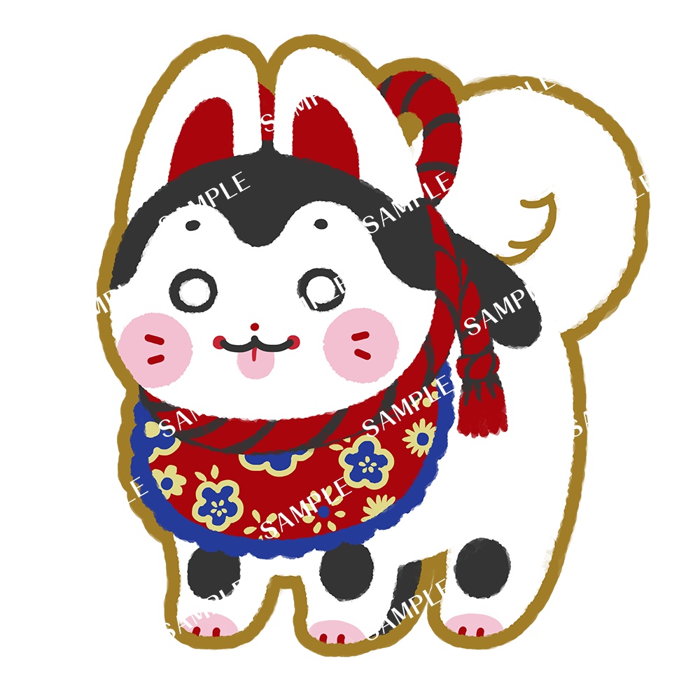 犬はりこ刺繍ワッペンステッカー