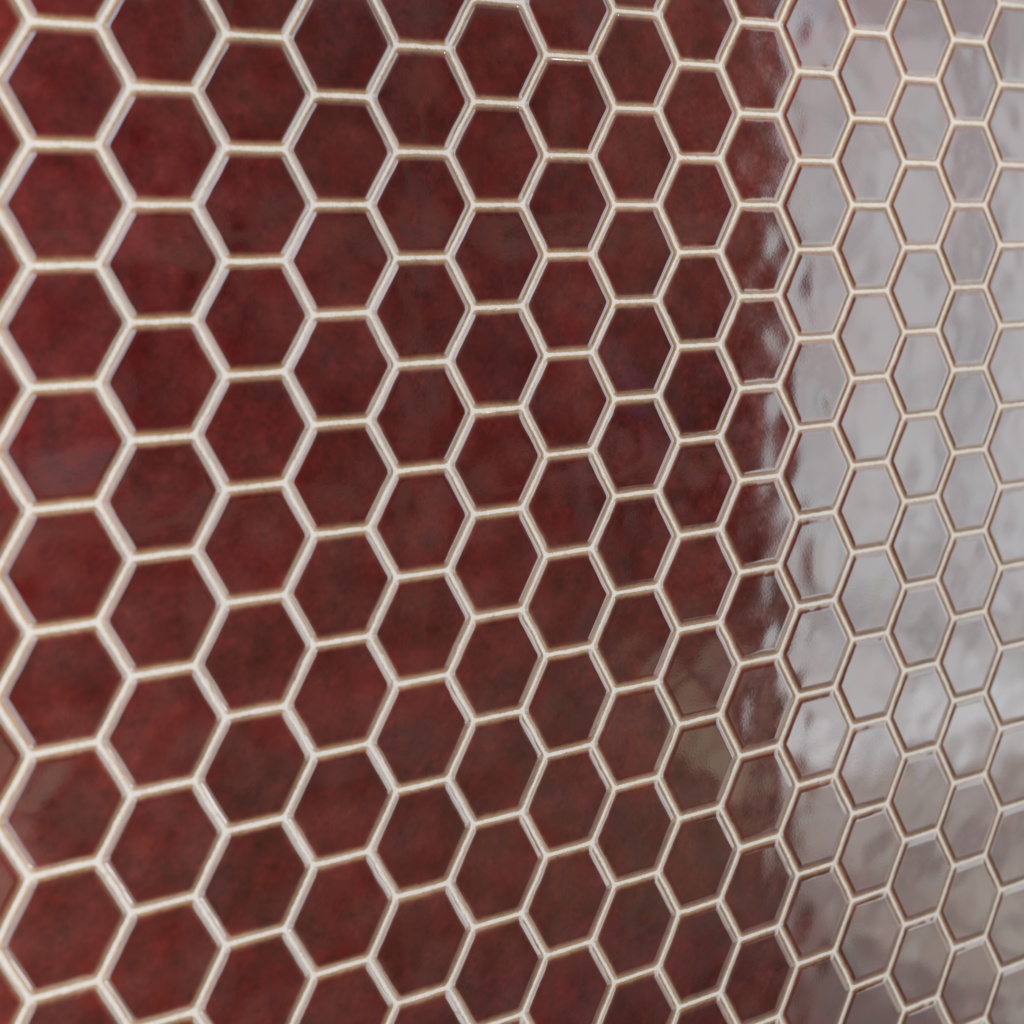 和風亀甲タイルテクスチャ 鉄赤