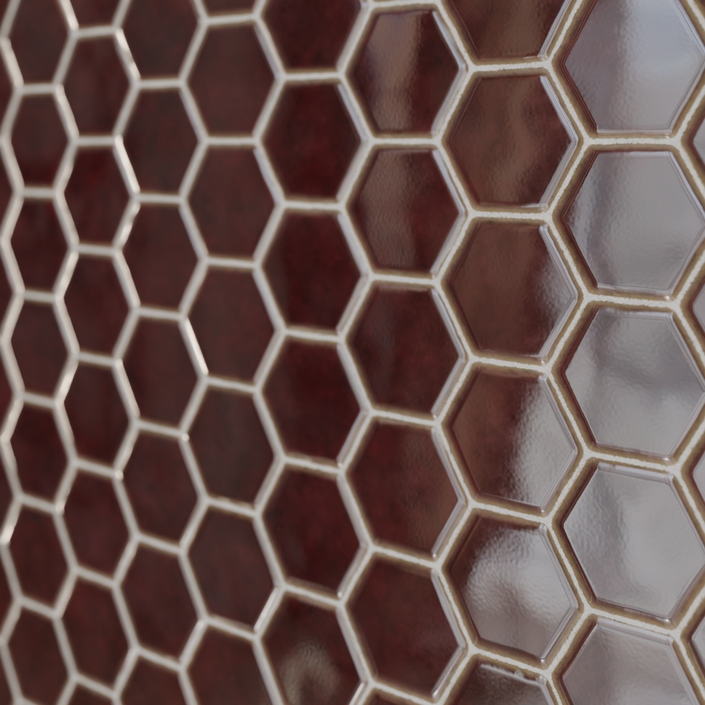 和風亀甲タイルテクスチャ 鉄赤