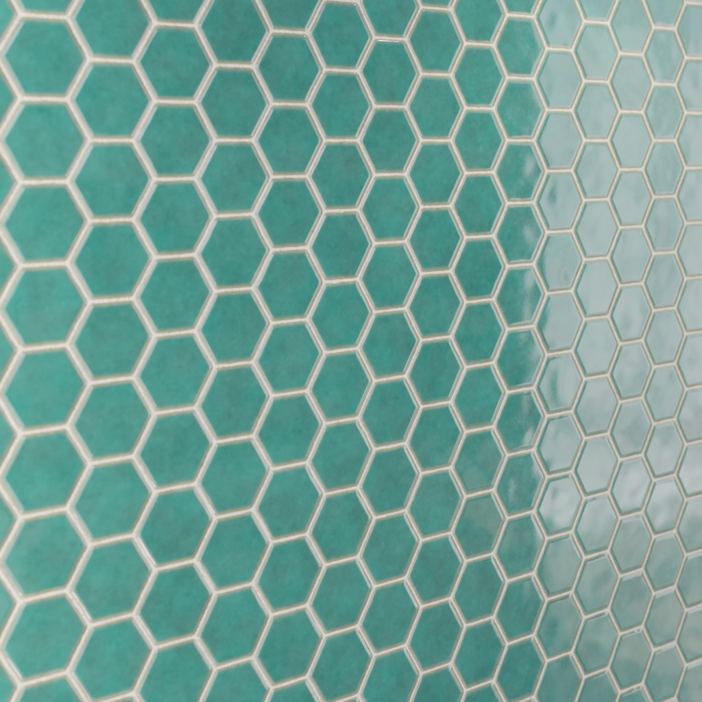 和風亀甲タイルテクスチャ 孔雀緑