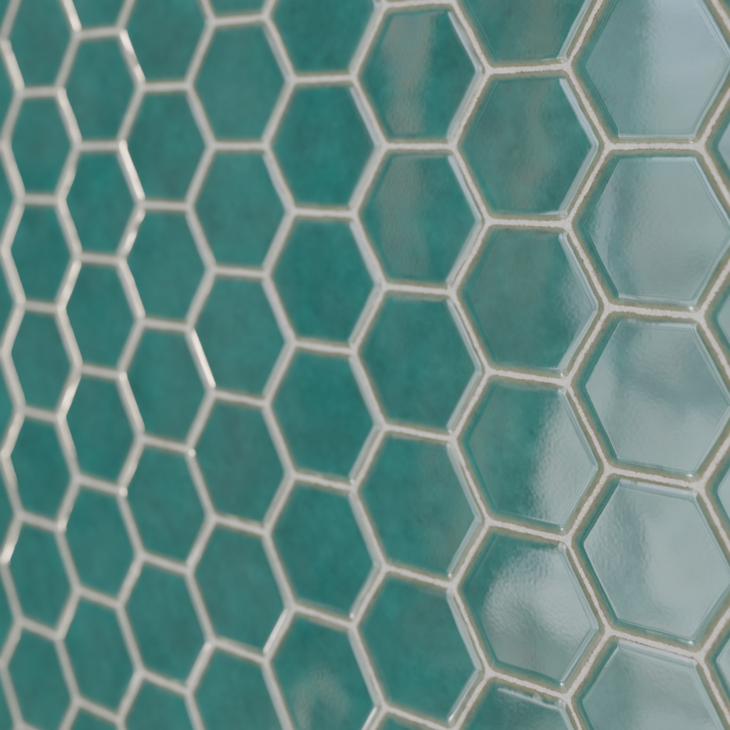 和風亀甲タイルテクスチャ 孔雀緑