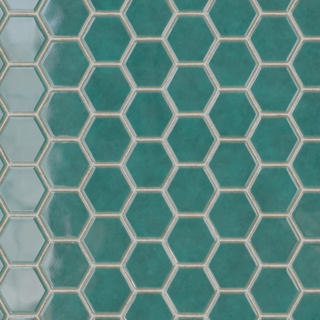 和風亀甲タイルテクスチャ 孔雀緑