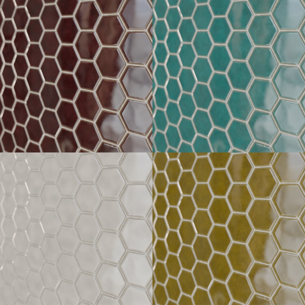 和風亀甲タイルテクスチャ 8色セット
