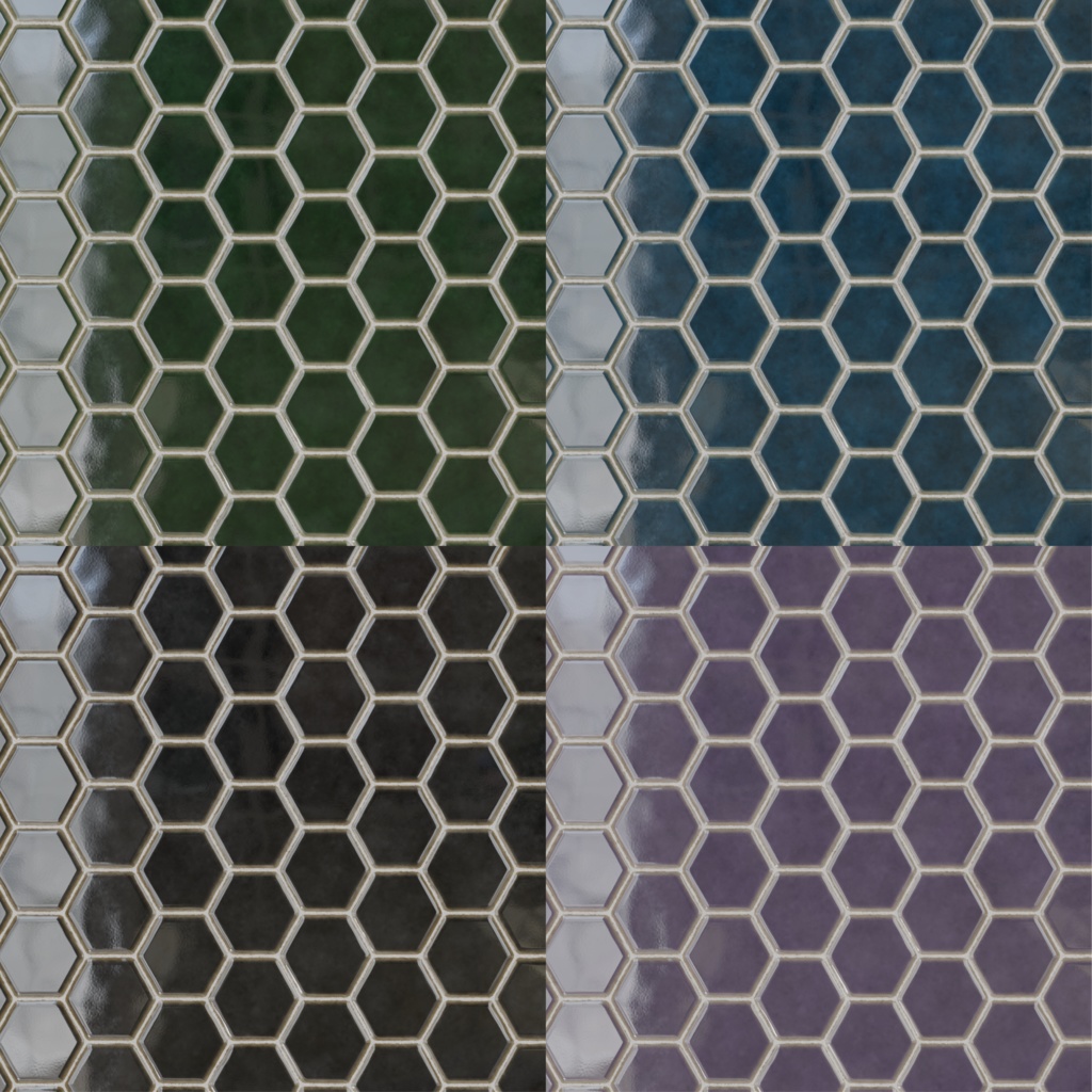 和風亀甲タイルテクスチャ 8色セット