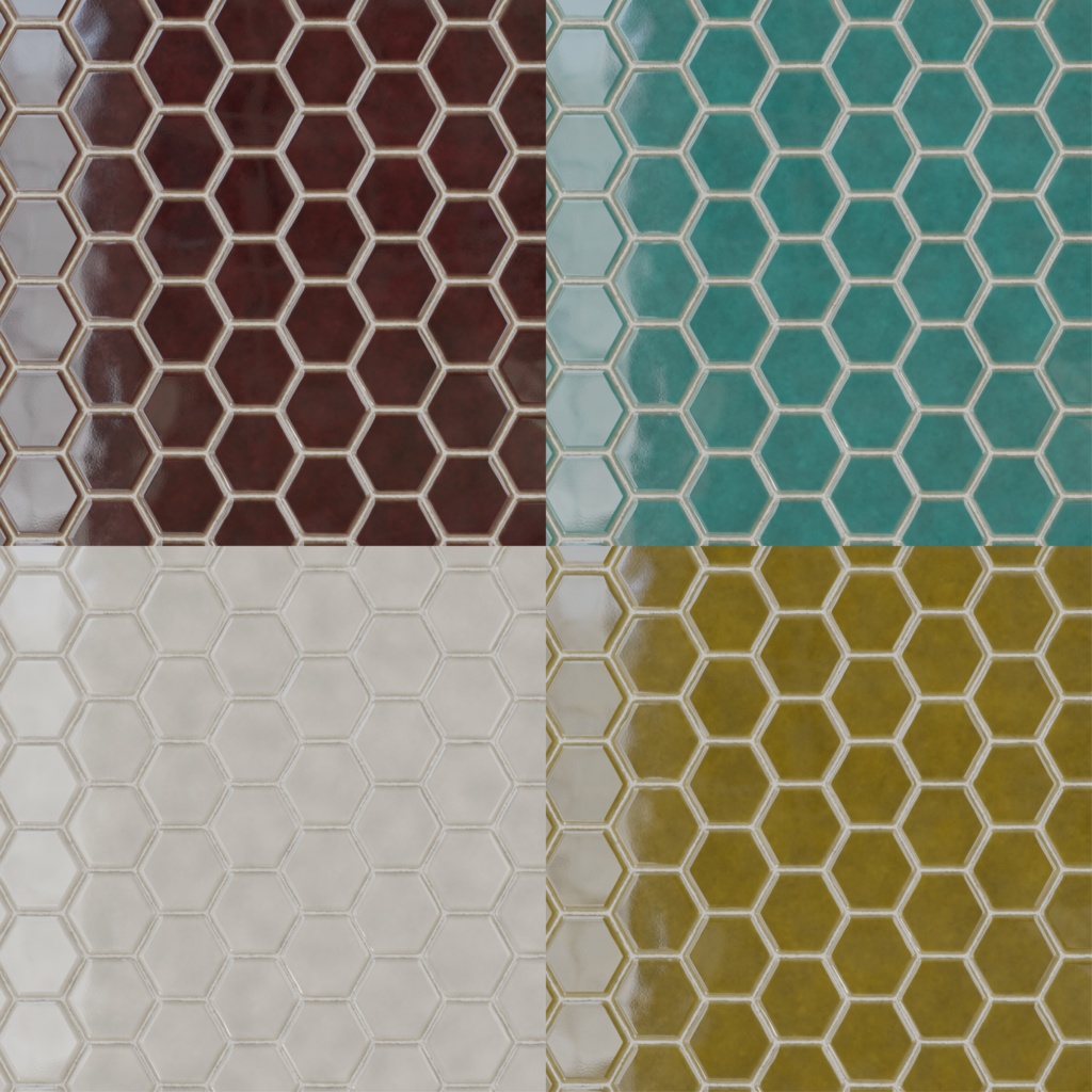 和風亀甲タイルテクスチャ 4色セット①