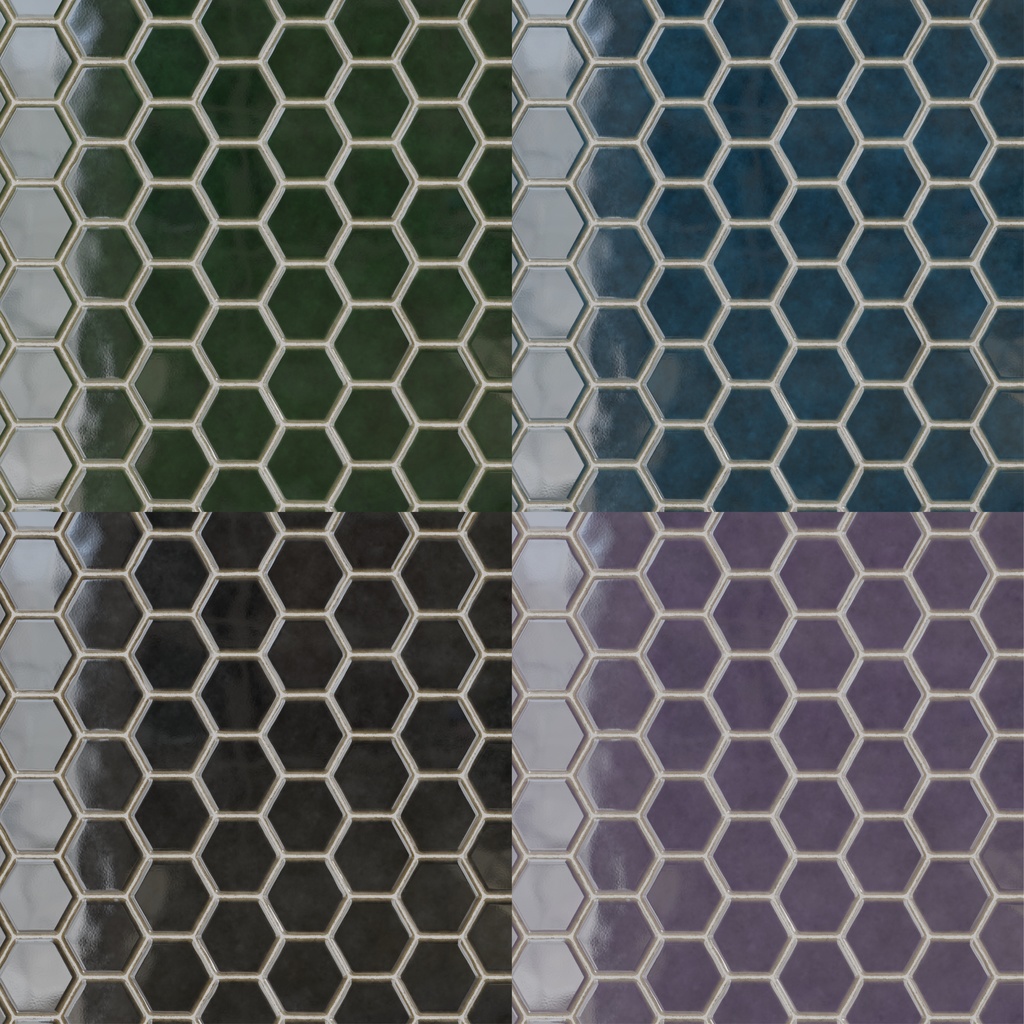 和風亀甲タイルテクスチャ 4色セット②