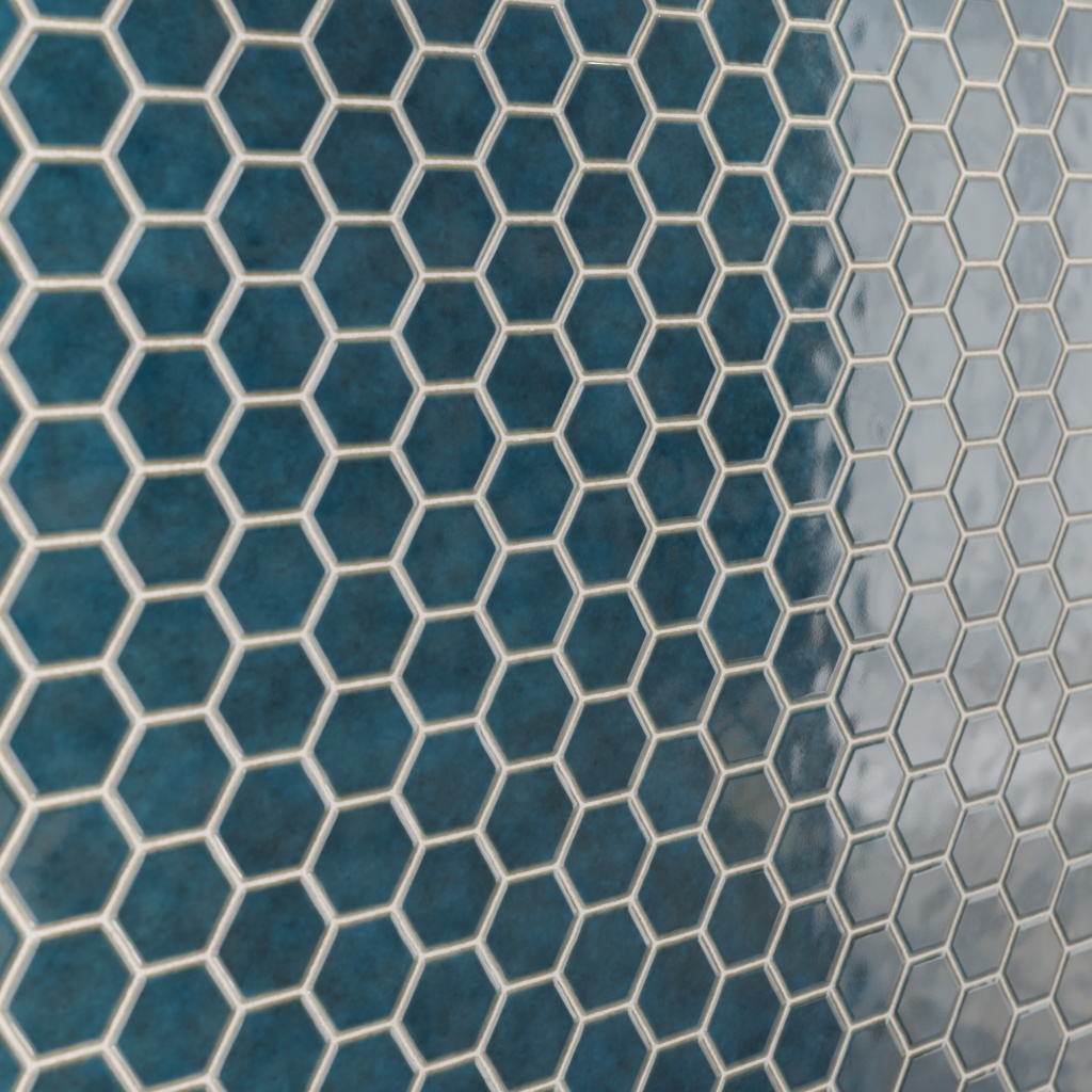 和風亀甲タイルテクスチャ 藍