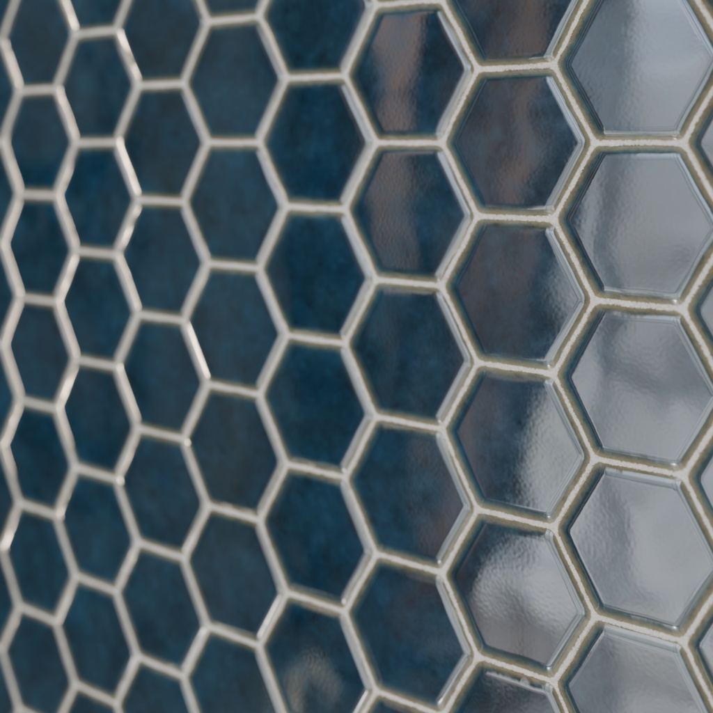 和風亀甲タイルテクスチャ 藍