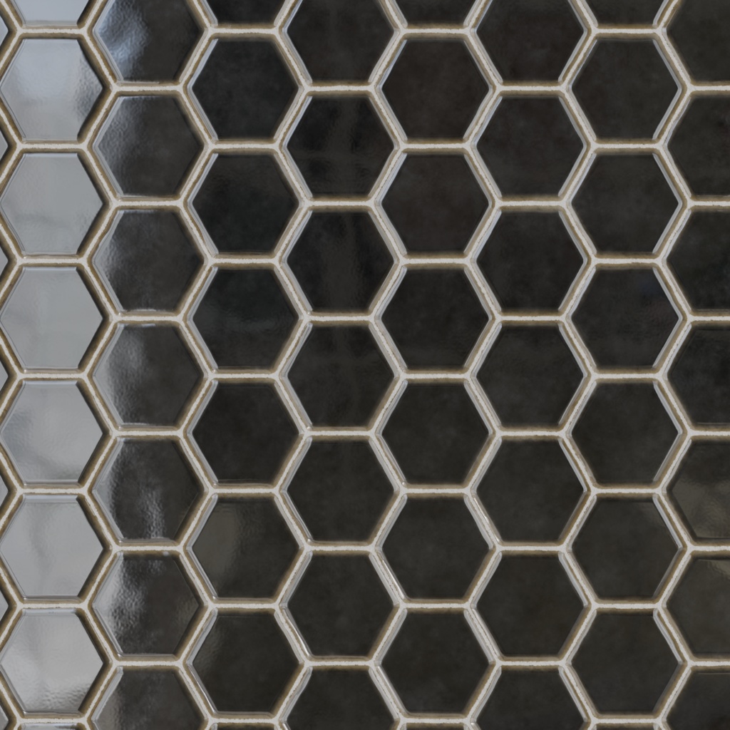 和風亀甲タイルテクスチャ 墨黒