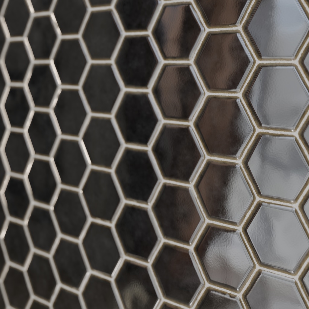 和風亀甲タイルテクスチャ 墨黒