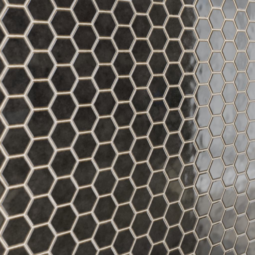 和風亀甲タイルテクスチャ 墨黒