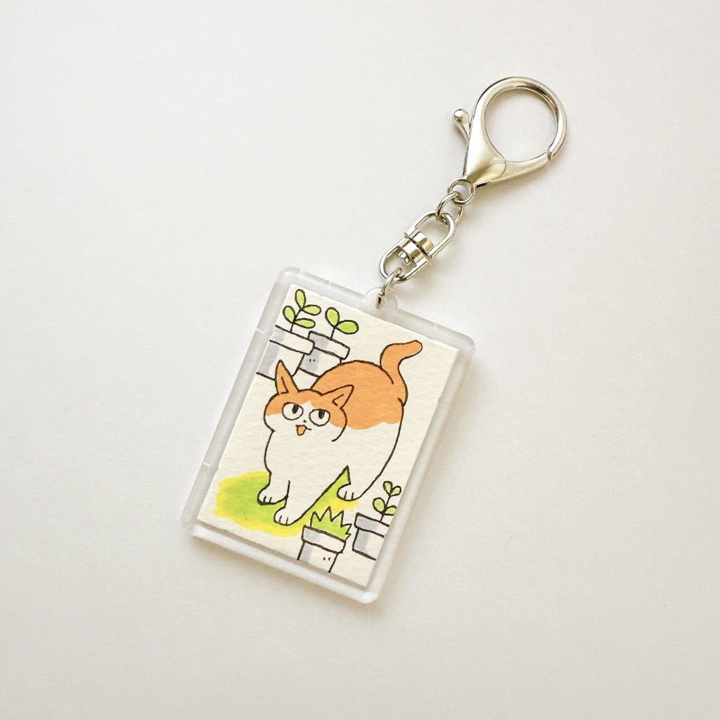 原画キーホルダー(植物と猫)