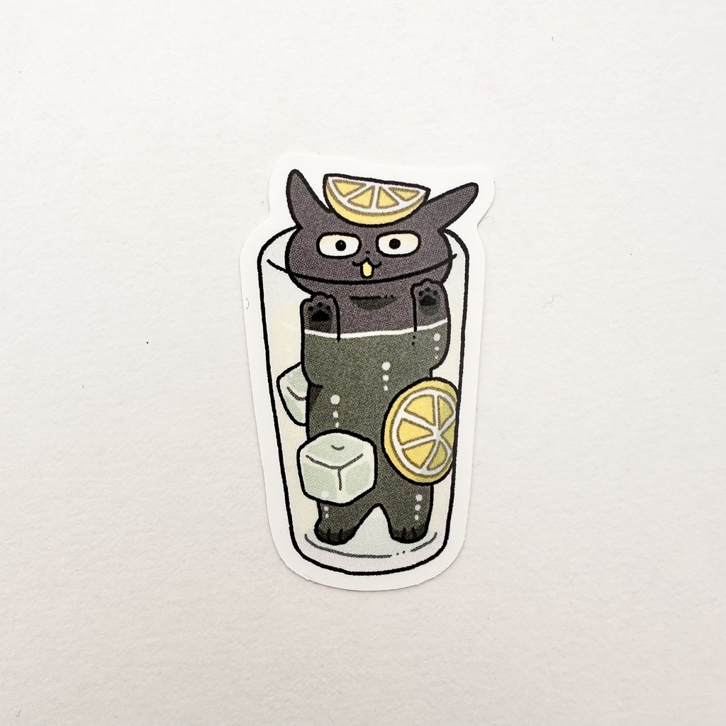 ステッカー(黒猫レモンサワー)