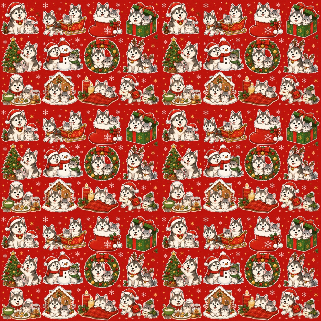 クリスマス様デジタルラッピング　犬と小動物5種×2パターン