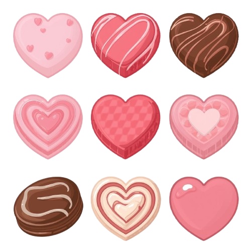 韓国トレンドを取り入れた、バレンタインクリップアート8点セット
