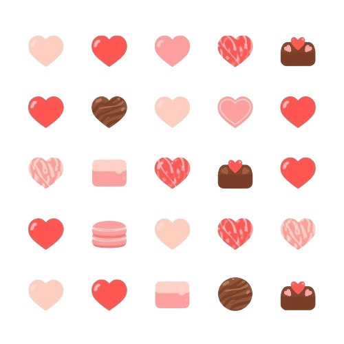 韓国トレンドを取り入れた、バレンタインクリップアート8点セット