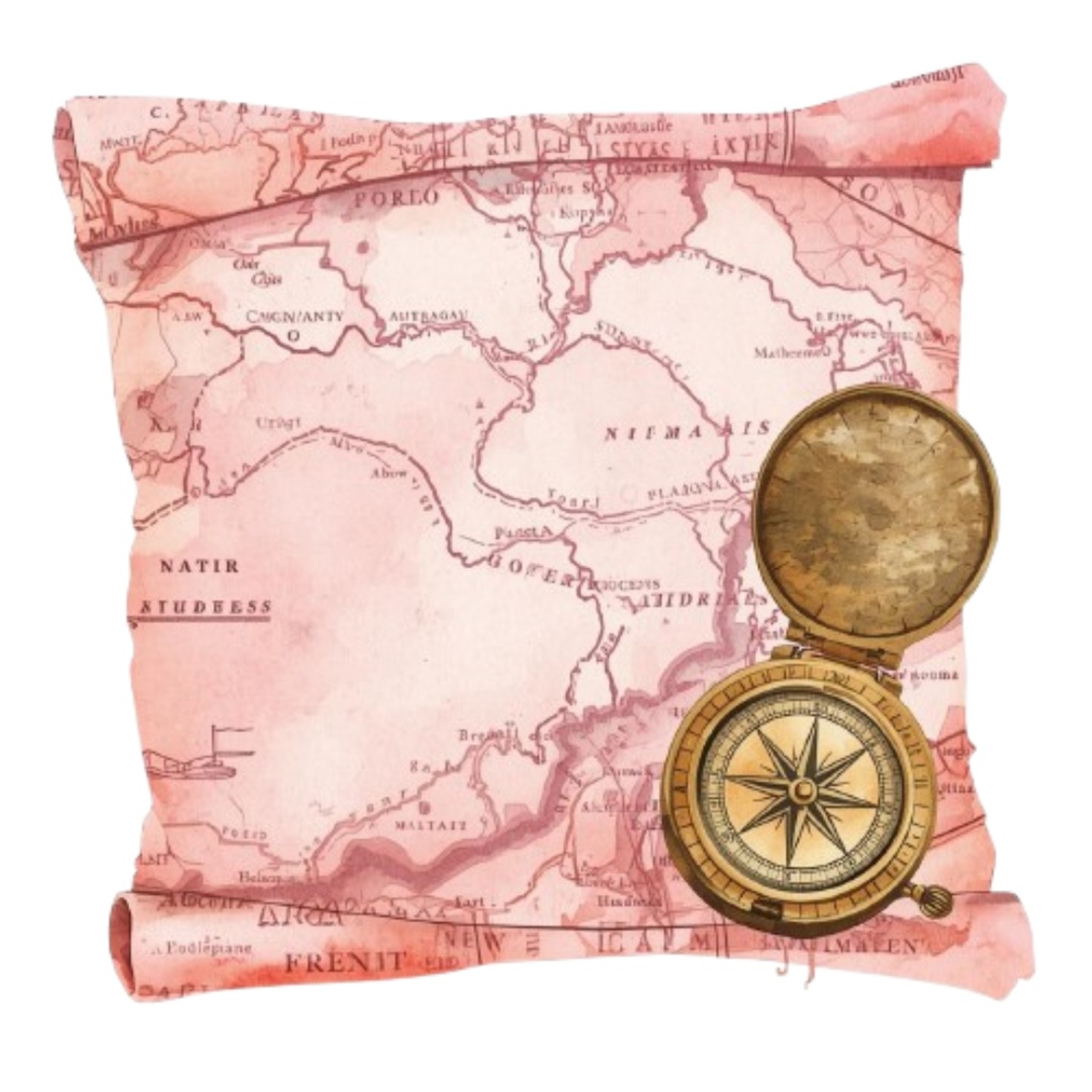 水彩画風 ピンク×アンティーク 旅行シリーズ クリップアート 9点・PNG背景透過