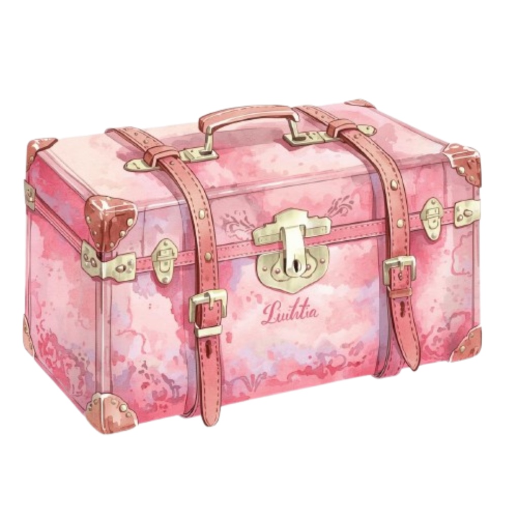 水彩画風 ピンク×アンティーク 旅行シリーズ クリップアート 9点・PNG背景透過