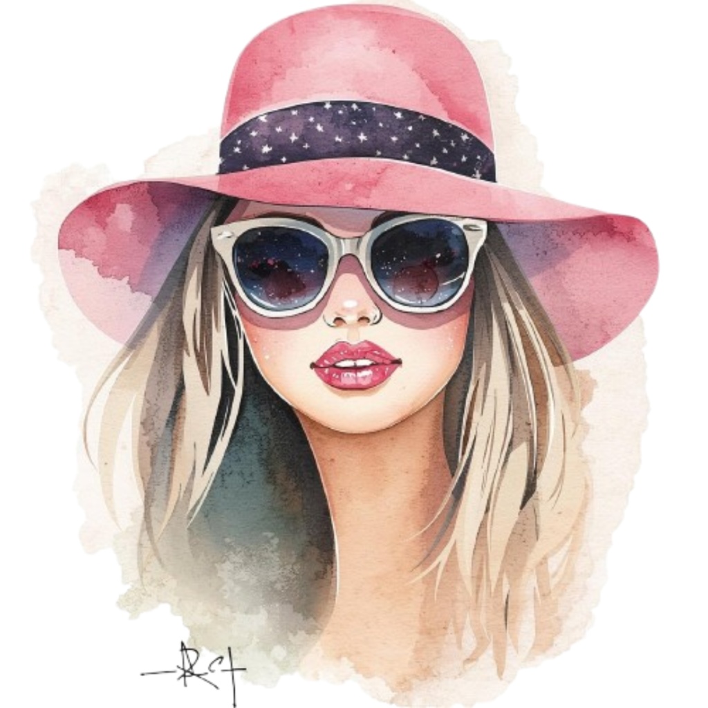 水彩画風 ピンク×アンティーク 旅行シリーズ クリップアート 9点・PNG背景透過