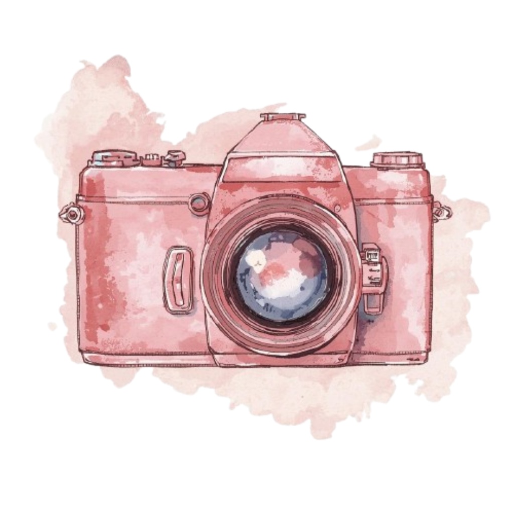 水彩画風 ピンク×アンティーク 旅行シリーズ クリップアート 9点・PNG背景透過