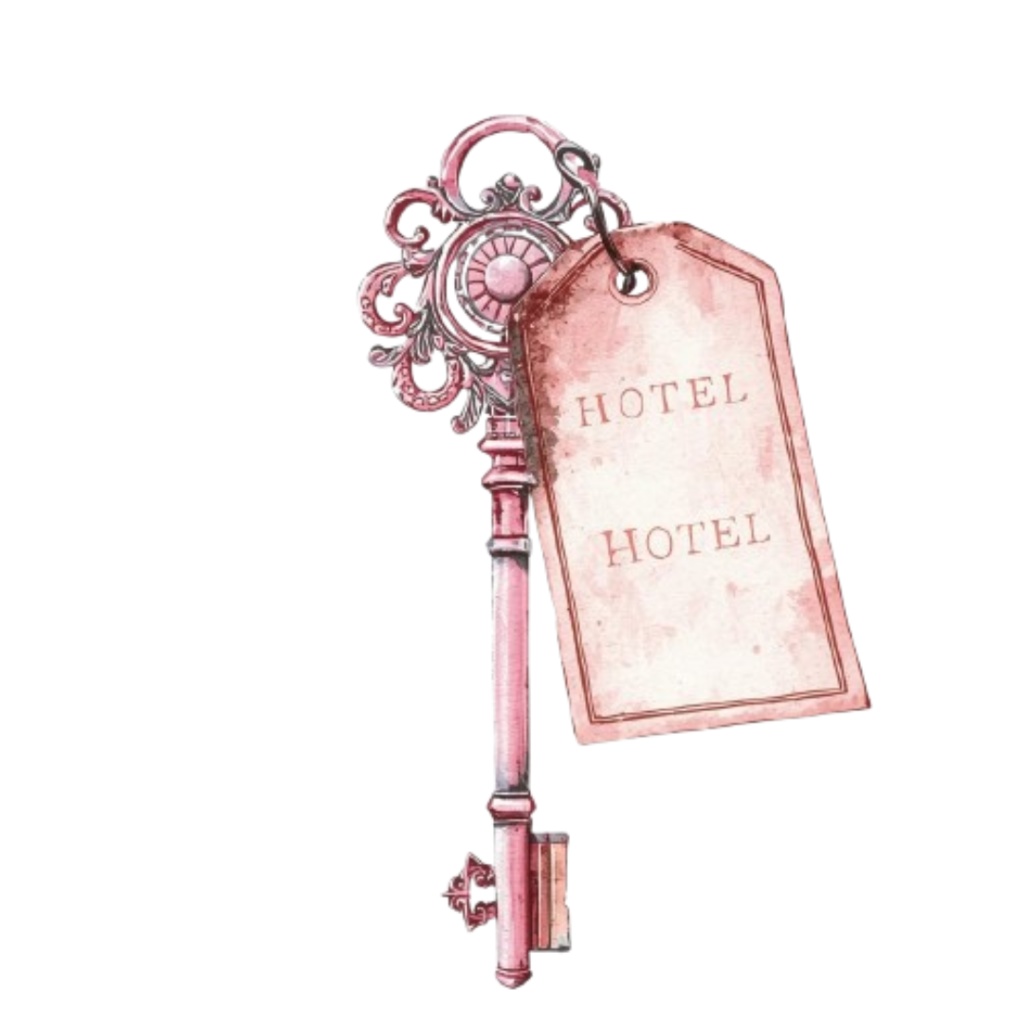 水彩画風 ピンク×アンティーク 旅行シリーズ クリップアート 9点・PNG背景透過