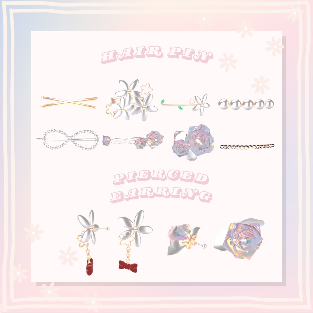 Flour Accessory Set【hairpin8種&earring2種】