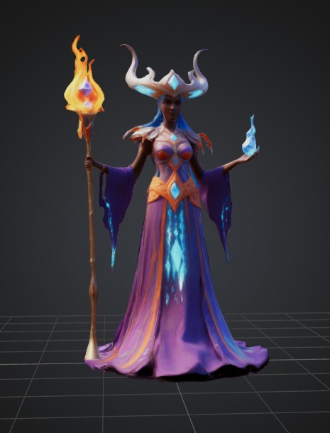 ファンタジーキャラクターElemental Sorceress 3DモデルVRCHAT VRC