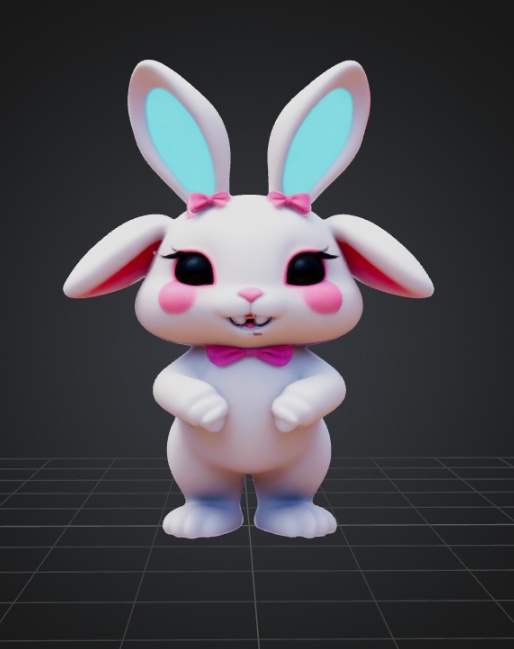 バニーポップに最適なファンタジーキャラクター：ダイナミックな耳を備えた 3D かわいいウサギのアバター