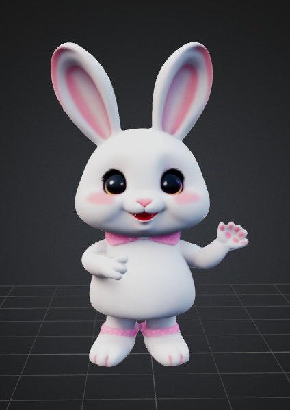 バニーポップに最適なファンタジーキャラクター：ダイナミックな耳を持つかわいいウサギのアバター 3D モデル VRChat vrc