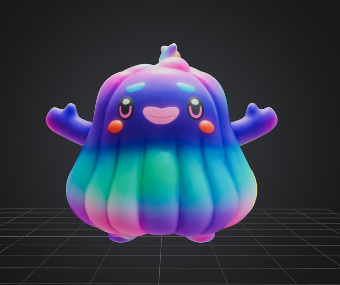 ファンタジーキャラクター 3D レインボーゼリーぬいぐるみ用: かわいい 3D コレクションキャラクター