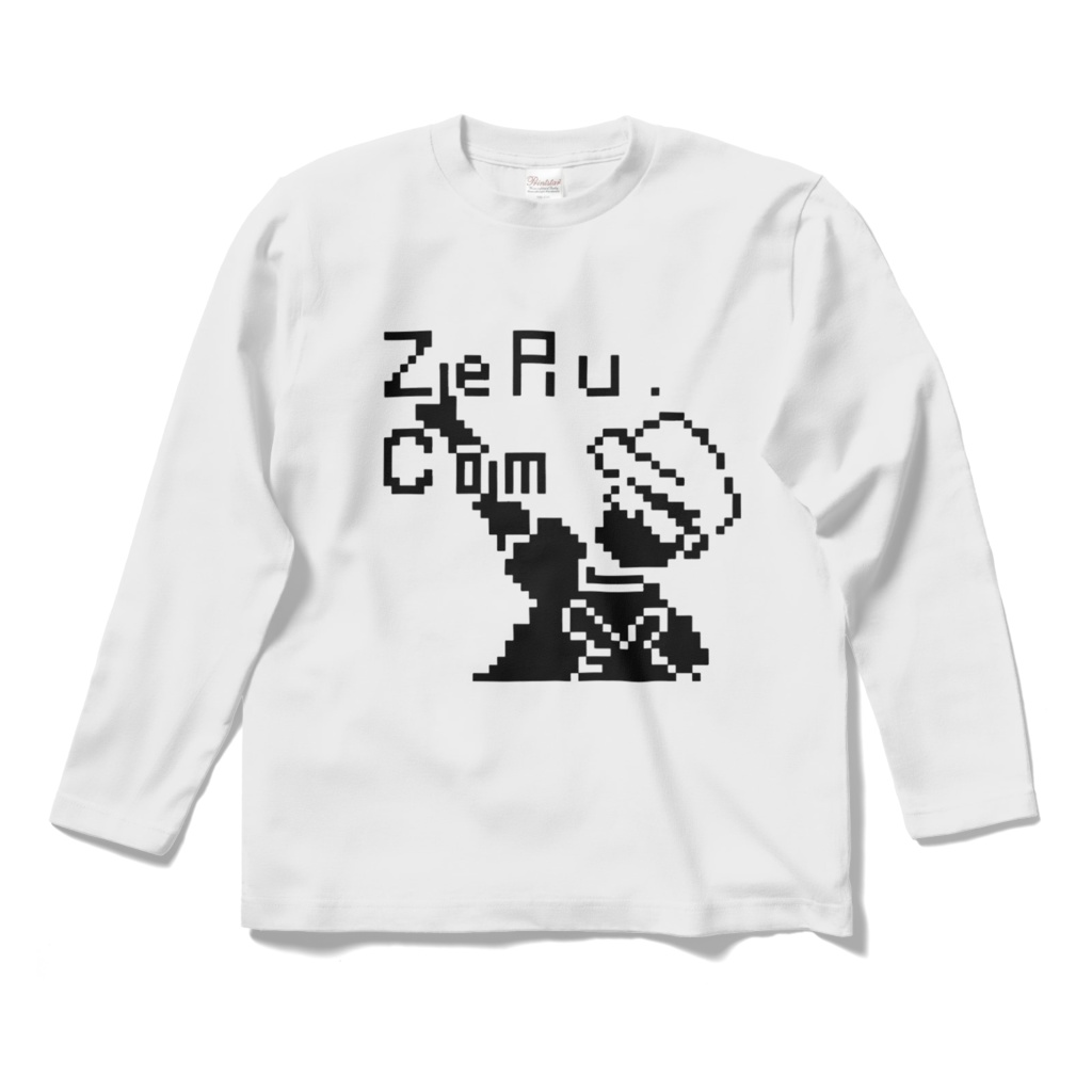 ZeRu.comドット風ロングTシャツ（白）