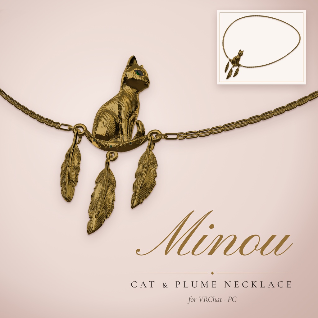 Minou — Cat & Plume Necklace 【VRChat向け / PC版】