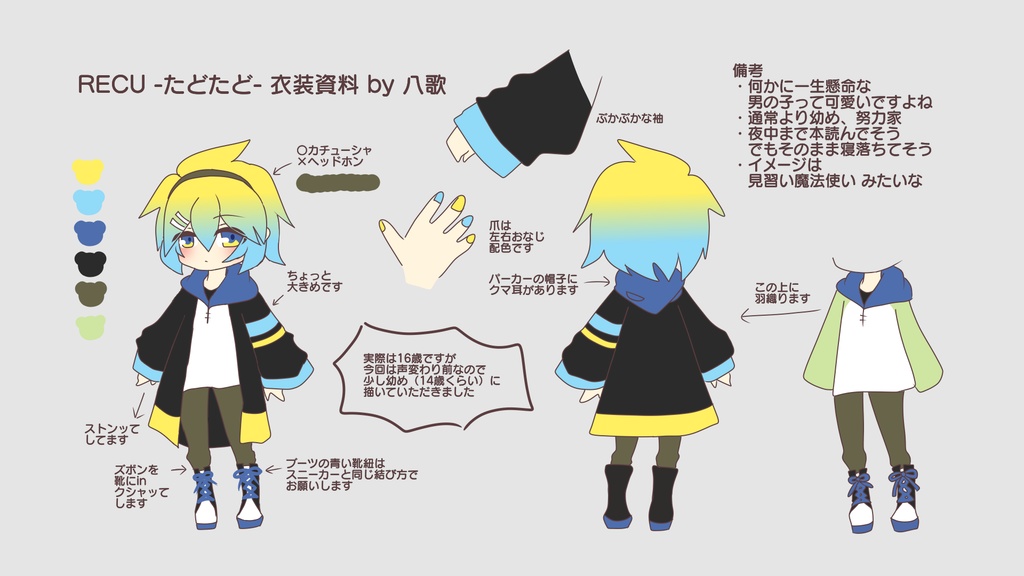 無料立ち絵素材 / RECU(たどたど)/ PSD & PNG