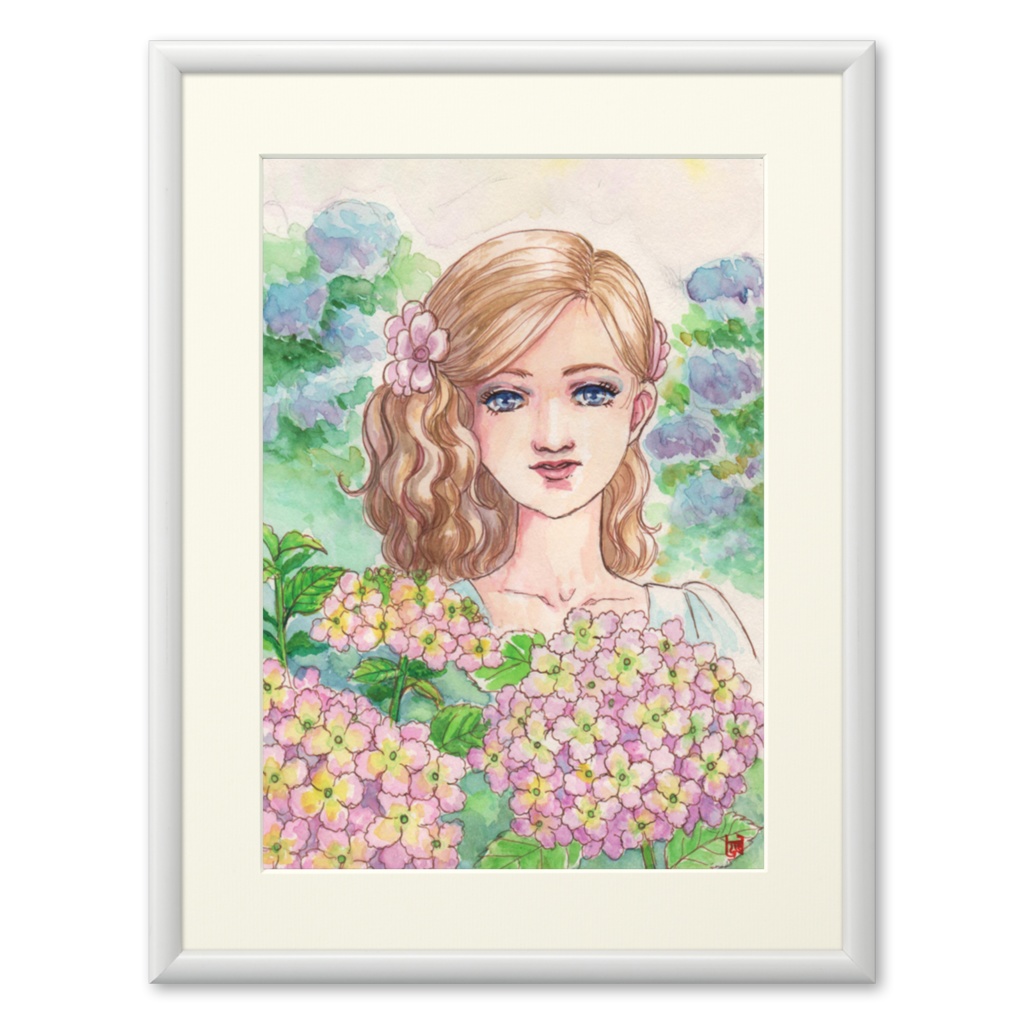 紫陽花と少女