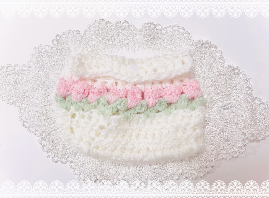 手編みチューリップミニポーチ